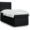Image de vidaXL Lit boxspring avec matelas noir 90x190 cm Tissu