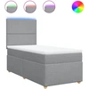 Image de vidaXL Lit boxspring avec matelas gris clair 90x200 cm Tissu