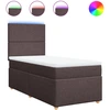 Image de vidaXL Lit boxspring avec matelas brun foncé 90x200 cm Tissu