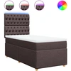 Image de vidaXL Lit boxspring avec matelas brun foncé 90x200 cm Tissu