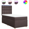 Image de vidaXL Lit boxspring avec matelas brun foncé 90x200 cm Tissu