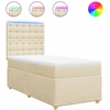 Image de vidaXL Lit boxspring avec matelas Crème 90x200 cm Tissu