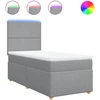 Image de vidaXL Lit boxspring avec matelas gris clair 100x200 cm Tissu