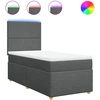 Image de vidaXL Lit boxspring avec matelas gris foncé 100x200 cm Tissu