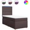 Image de vidaXL Lit boxspring avec matelas brun foncé 100x200 cm Tissu