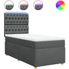 Image de vidaXL Lit boxspring avec matelas gris foncé 100x200 cm Tissu