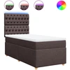 Image de vidaXL Lit boxspring avec matelas brun foncé 100x200 cm Tissu
