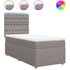 Image de vidaXL Lit boxspring avec matelas Taupe 100x200 cm Tissu