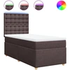Image de vidaXL Lit boxspring avec matelas brun foncé 100x200 cm Tissu