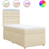 Image de vidaXL Lit boxspring avec matelas Crème 100x200 cm Tissu