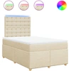 Image de vidaXL Lit boxspring avec matelas Crème 120x190 cm Tissu
