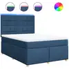 Image de vidaXL Lit boxspring avec matelas bleu 140x190 cm Tissu