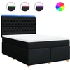 Image de vidaXL Lit boxspring avec matelas noir 140x190 cm Tissu