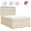 Image de vidaXL Lit boxspring avec matelas Crème 140x190 cm Tissu