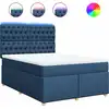 Image de vidaXL Lit boxspring avec matelas bleu 140x190 cm Tissu
