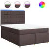 Image de vidaXL Lit boxspring avec matelas Marron foncé 140x200 cm Tissu