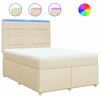 Image de vidaXL Lit boxspring avec matelas Crème 140x200 cm Tissu