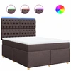 Image de vidaXL Lit boxspring avec matelas Marron foncé 140x200 cm Tissu