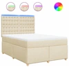 Image de vidaXL Lit boxspring avec matelas Crème 140x200 cm Tissu