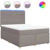 Image de vidaXL Lit boxspring avec matelas Taupe 160x200 cm Tissu
