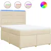 Image de vidaXL Lit boxspring avec matelas Crème 160x200 cm Tissu