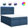 Image de vidaXL Lit boxspring avec matelas bleu 160x200 cm Tissu