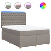 Image de vidaXL Lit boxspring avec matelas Taupe 160x200 cm Tissu