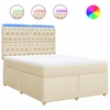Image de vidaXL Lit boxspring avec matelas Crème 160x200 cm Tissu