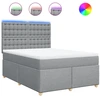 Image de vidaXL Lit boxspring avec matelas gris clair 160x200 cm Tissu