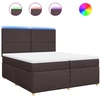 Image de vidaXL Lit boxspring avec matelas brun foncé 200x200 cm Tissu