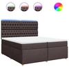 Image de vidaXL Lit boxspring avec matelas brun foncé 200x200 cm Tissu