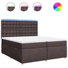 Image de vidaXL Lit boxspring avec matelas brun foncé 200x200 cm Tissu