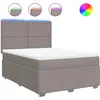 Image de vidaXL Lit boxspring avec matelas Taupe 140x190 cm Tissu