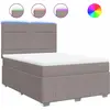 Image de vidaXL Lit boxspring avec matelas Taupe 140x190 cm Tissu