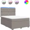 Image de vidaXL Lit boxspring avec matelas Taupe 140x190 cm Tissu