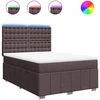 Image de vidaXL Lit boxspring avec matelas Marron foncé 140x200 cm Tissu