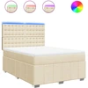 Image de vidaXL Lit boxspring avec matelas Crème 140x200 cm Tissu