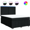 Image de vidaXL Lit boxspring avec matelas noir 160x200 cm Tissu