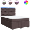 Image de vidaXL Lit boxspring avec matelas brun foncé 160x200 cm Tissu