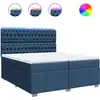 Image de vidaXL Lit boxspring avec matelas bleu 200x200 cm Tissu
