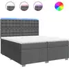Image de vidaXL Lit boxspring avec matelas gris foncé 200x200 cm Tissu