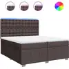 Image de vidaXL Lit boxspring avec matelas brun foncé 200x200 cm Tissu