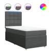Image de vidaXL Lit boxspring avec matelas gris foncé 90x190 cm Tissu