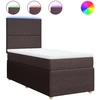 Image de vidaXL Lit boxspring avec matelas brun foncé 90x200 cm Tissu