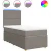 Image de vidaXL Lit boxspring avec matelas Taupe 90x200 cm Tissu