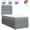 Image de vidaXL Lit boxspring avec matelas gris clair 90x200 cm Tissu