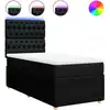 Image de vidaXL Lit boxspring avec matelas noir 90x200 cm Tissu