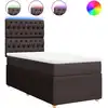 Image de vidaXL Lit boxspring avec matelas brun foncé 90x200 cm Tissu