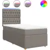 Image de vidaXL Lit boxspring avec matelas Taupe 90x200 cm Tissu