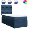 Image de vidaXL Lit boxspring avec matelas bleu 90x200 cm Tissu